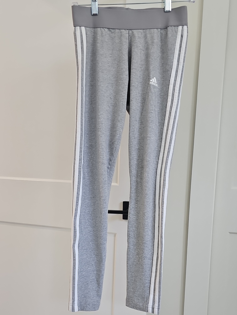 Adidas Grey Leggings- Medium Three-Stripe Leggings. W 26 L 28 * See Description